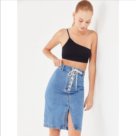 BDG Fiona Denim Lace-Up Skirt - Picture 1 of 5